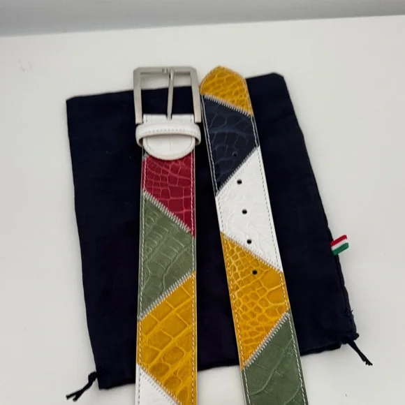 Caporicci Real genuine alligator Multicolor patchwork Leather Belt unisex